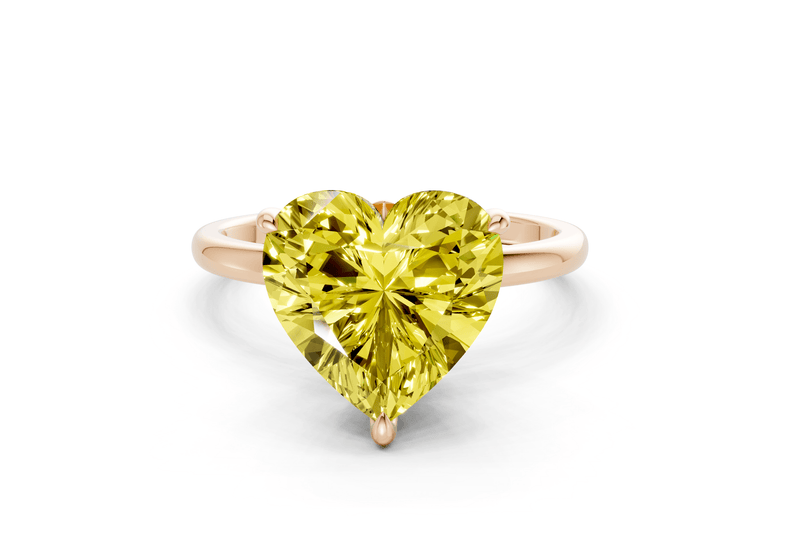 Skye Yellow Diamond Solitaire Heart Cut 1.8mm Engagement Ring - Ring Premier