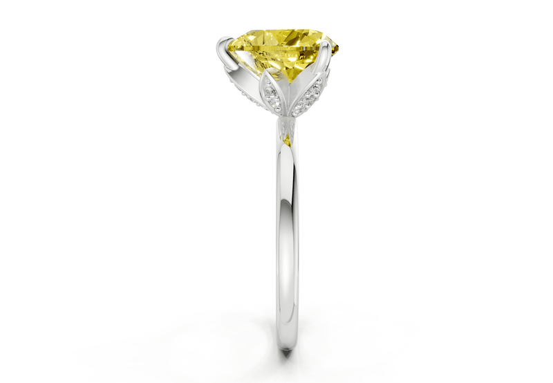 Skye Yellow Diamond Solitaire Heart Cut 1.8mm Engagement Ring - Ring Premier