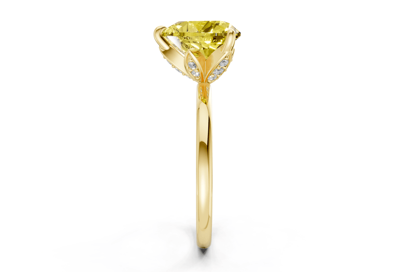Skye Yellow Diamond Solitaire Heart Cut 1.8mm Engagement Ring - Ring Premier