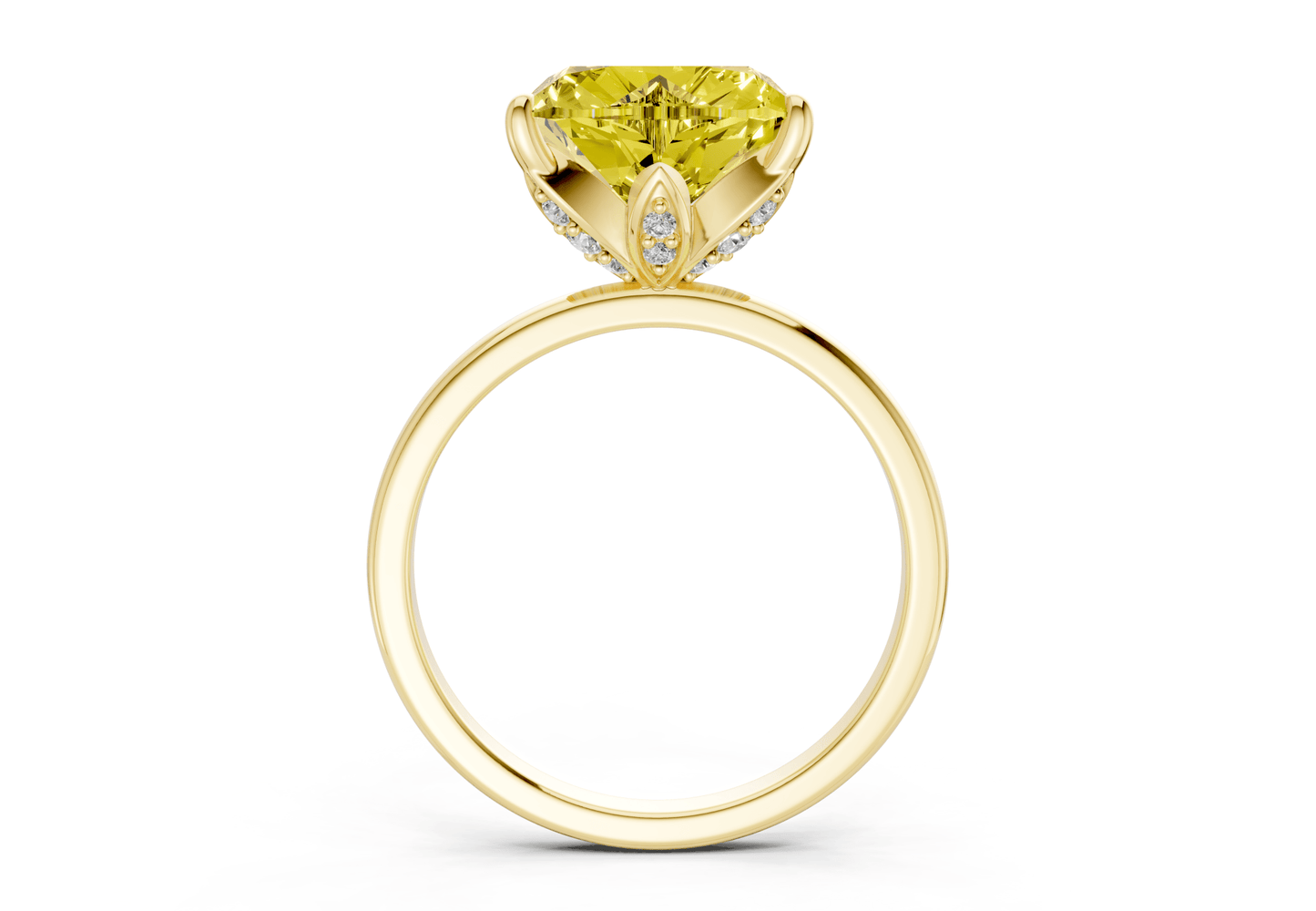 Skye Yellow Diamond Solitaire Heart Cut 1.8mm Engagement Ring - Ring Premier