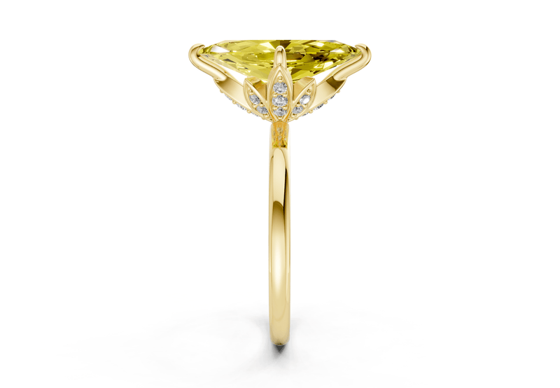 Skye Yellow Diamond Solitaire Marquise Cut 1.8mm Engagement Ring - Ring Premier