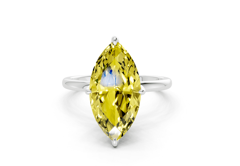 Skye Yellow Diamond Solitaire Marquise Cut 1.8mm Engagement Ring - Ring Premier