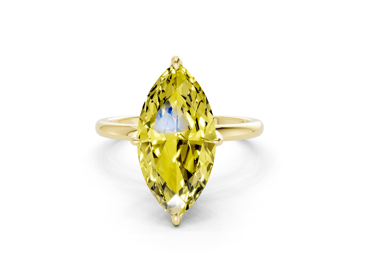 Skye Yellow Diamond Solitaire Marquise Cut 1.8mm Engagement Ring - Ring Premier