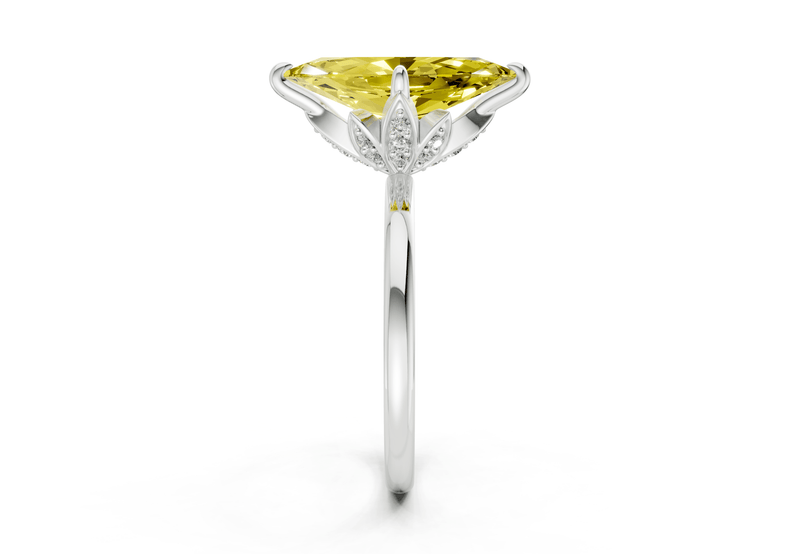 Skye Yellow Diamond Solitaire Marquise Cut 1.8mm Engagement Ring - Ring Premier