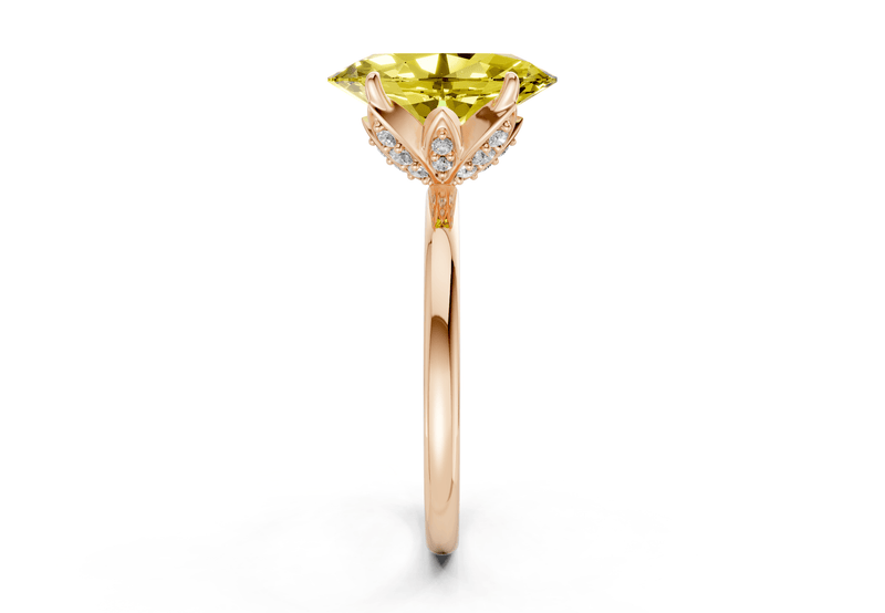 Skye Yellow Diamond Solitaire Oval Cut 1.8mm Engagement Ring - Ring Premier