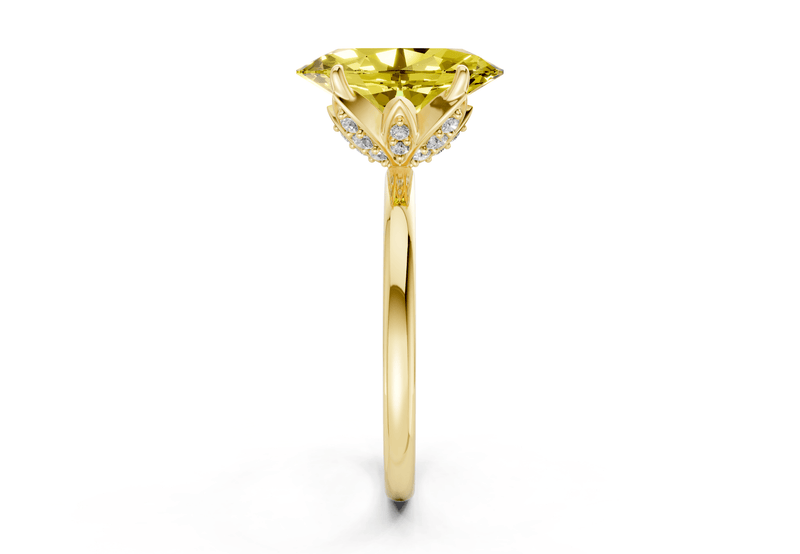 Skye Yellow Diamond Solitaire Oval Cut 1.8mm Engagement Ring - Ring Premier
