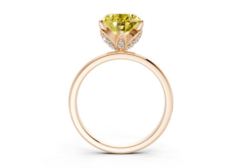 Skye Yellow Diamond Solitaire Oval Cut 1.8mm Engagement Ring - Ring Premier