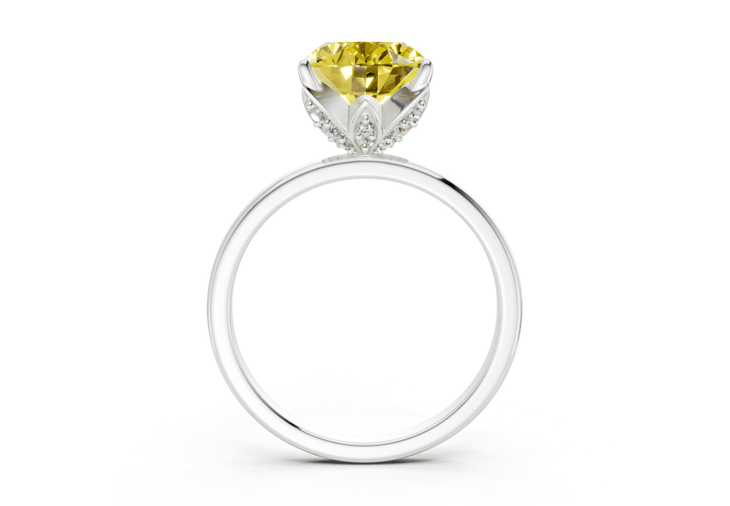Skye Yellow Diamond Solitaire Oval Cut 1.8mm Engagement Ring - Ring Premier