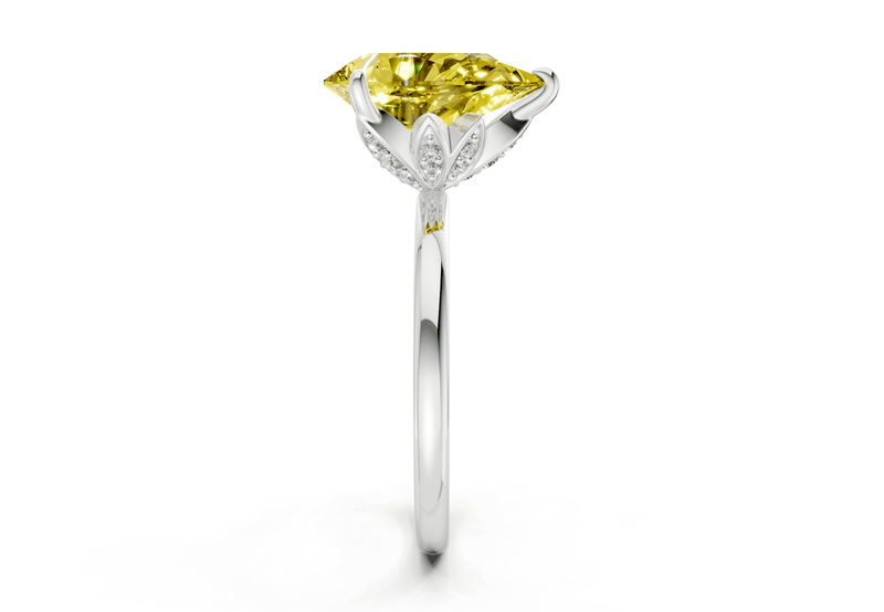 Skye Yellow Diamond Solitaire Pear Cut 1.8mm Engagement Ring - Ring Premier