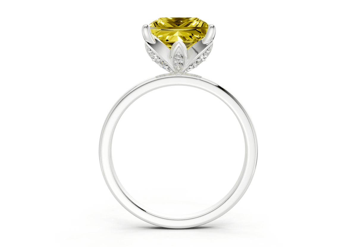 Skye Yellow Diamond Solitaire Princess Cut 1.8mm Engagement Ring
