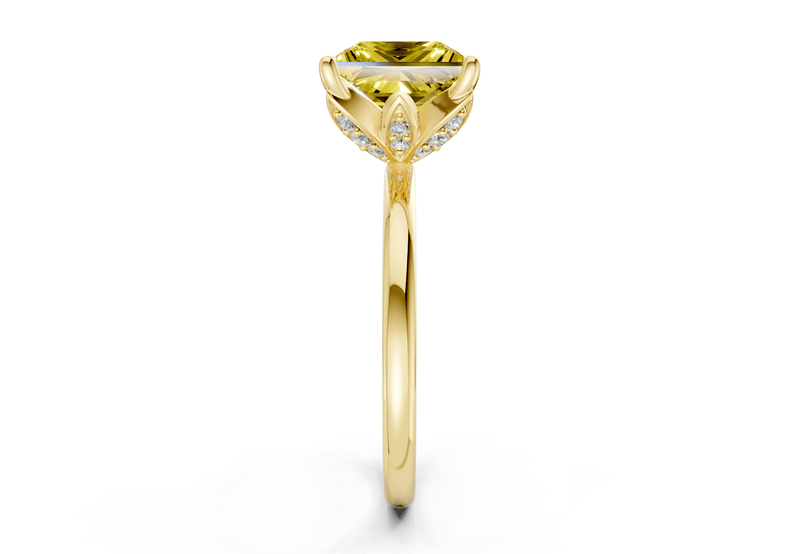 Skye Yellow Diamond Solitaire Princess Cut 1.8mm Engagement Ring - Ring Premier