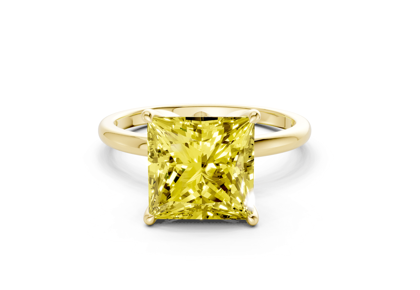 Skye Yellow Diamond Solitaire Princess Cut 1.8mm Engagement Ring - Ring Premier