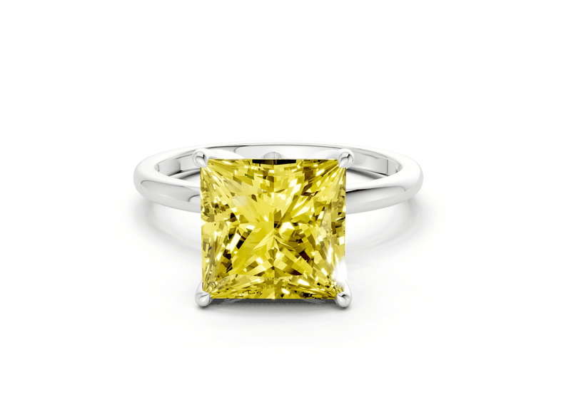 Skye Yellow Diamond Solitaire Princess Cut 1.8mm Engagement Ring - Ring Premier