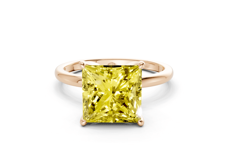 Skye Yellow Diamond Solitaire Princess Cut 1.8mm Engagement Ring - Ring Premier