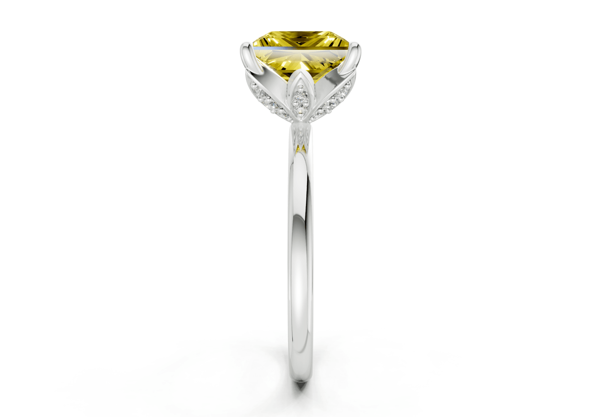 Skye Yellow Diamond Solitaire Princess Cut 1.8mm Engagement Ring