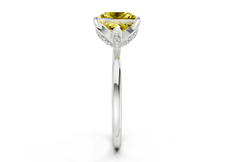 Skye Yellow Diamond Solitaire Princess Cut 1.8mm Engagement Ring - Ring Premier