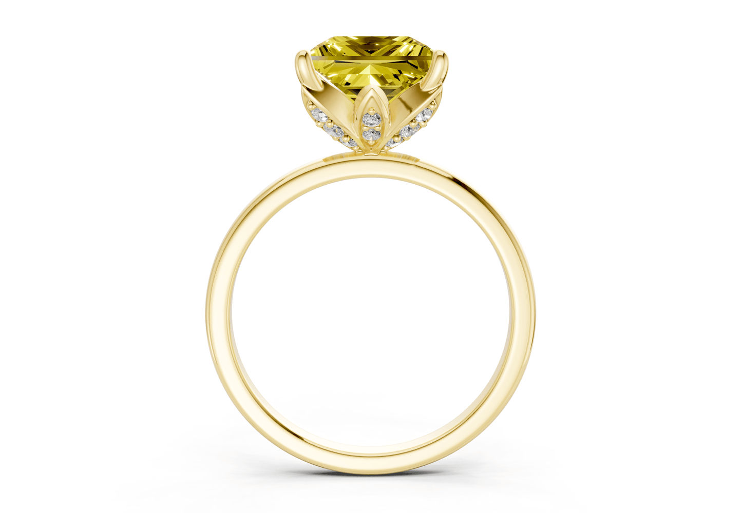 Skye Yellow Diamond Solitaire Princess Cut 1.8mm Engagement Ring - Ring Premier