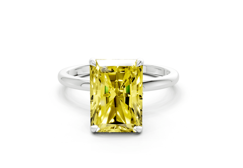 Skye Yellow Diamond Solitaire Radiant Cut 1.8mm Engagement Ring - Ring Premier