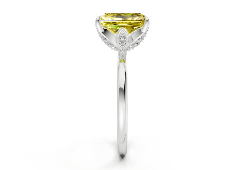 Skye Yellow Diamond Solitaire Radiant Cut 1.8mm Engagement Ring - Ring Premier