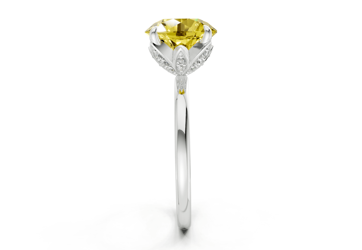 Skye Yellow Diamond Solitaire Round Cut 1.8mm Engagement Ring