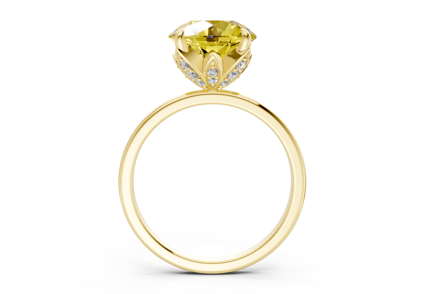 Skye Yellow Diamond Solitaire Round Cut 1.8mm Engagement Ring - Ring Premier