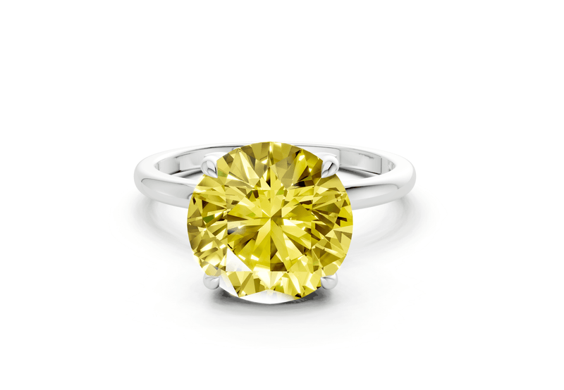 Skye Yellow Diamond Solitaire Round Cut 1.8mm Engagement Ring - Ring Premier
