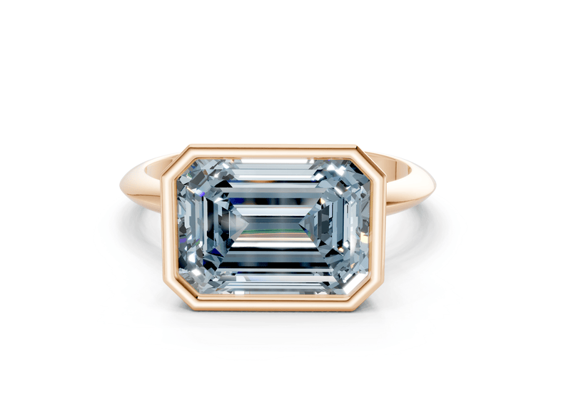 Soho Blue Diamond Solitaire Emerald Cut 1.8mm Engagement Ring - Ring Premier