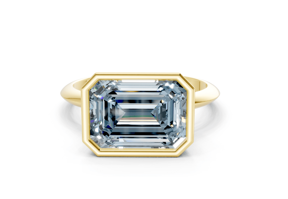 Soho Blue Diamond Solitaire Emerald Cut 1.8mm Engagement Ring