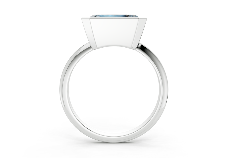 Soho Blue Diamond Solitaire Emerald Cut 1.8mm Engagement Ring - Ring Premier