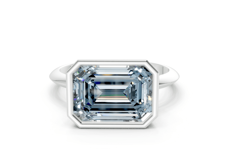 Soho Blue Diamond Solitaire Emerald Cut 2.3mm Engagement Ring - Ring Premier