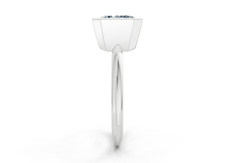 Soho Blue Diamond Solitaire Emerald Cut 2.3mm Engagement Ring - Ring Premier