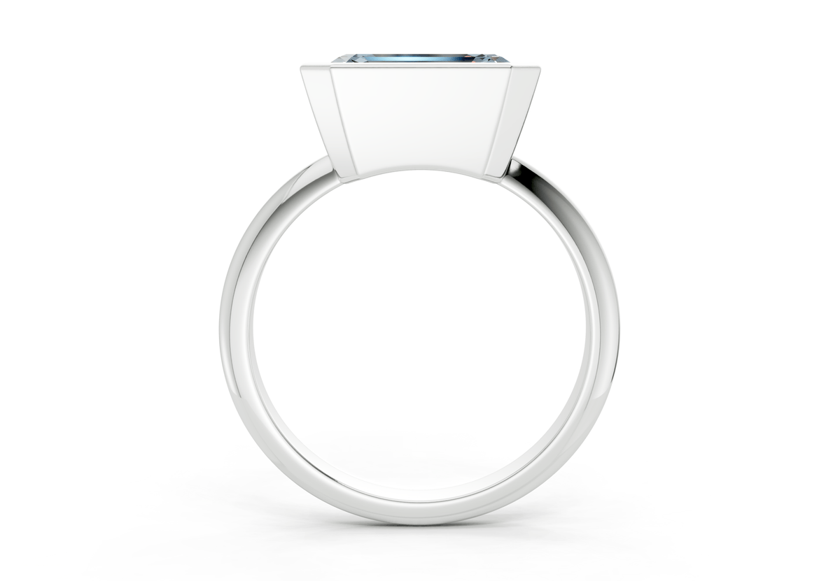 Soho Blue Diamond Solitaire Emerald Cut 2.3mm Engagement Ring