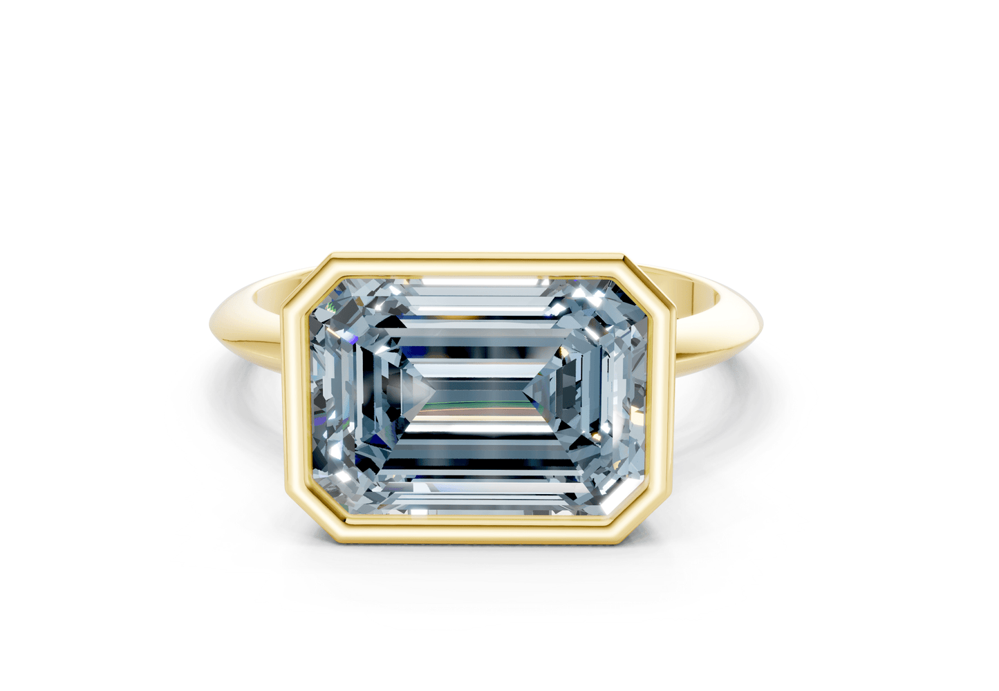 Soho Blue Diamond Solitaire Emerald Cut 2mm Engagement Ring - Ring Premier