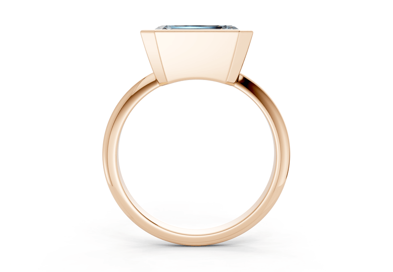 Soho Blue Diamond Solitaire Emerald Cut 2mm Engagement Ring - Ring Premier