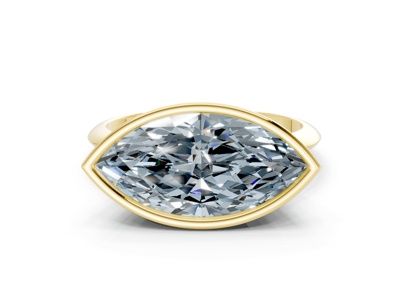 Soho Blue Diamond Solitaire Marquise Cut 2.3mm Engagement Ring - Ring Premier