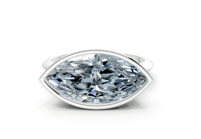 Soho Blue Diamond Solitaire Marquise Cut 2.3mm Engagement Ring - Ring Premier