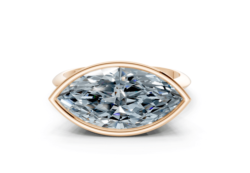 Soho Blue Diamond Solitaire Marquise Cut 2mm Engagement Ring - Ring Premier
