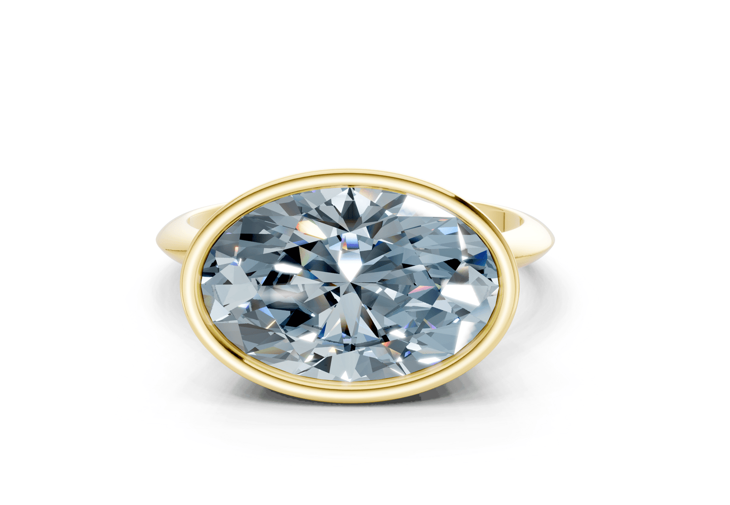 Soho Blue Diamond Solitaire Oval Cut 1.8mm Engagement Ring - Ring Premier