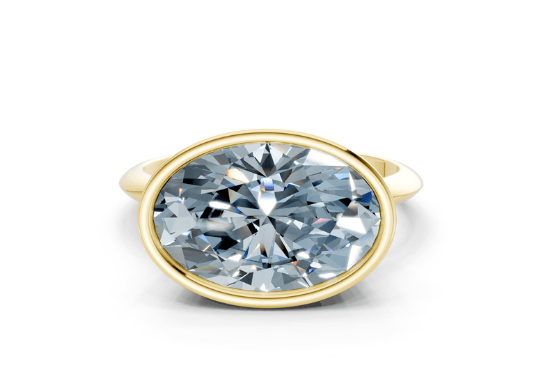 Soho Blue Diamond Solitaire Oval Cut 1.8mm Engagement Ring