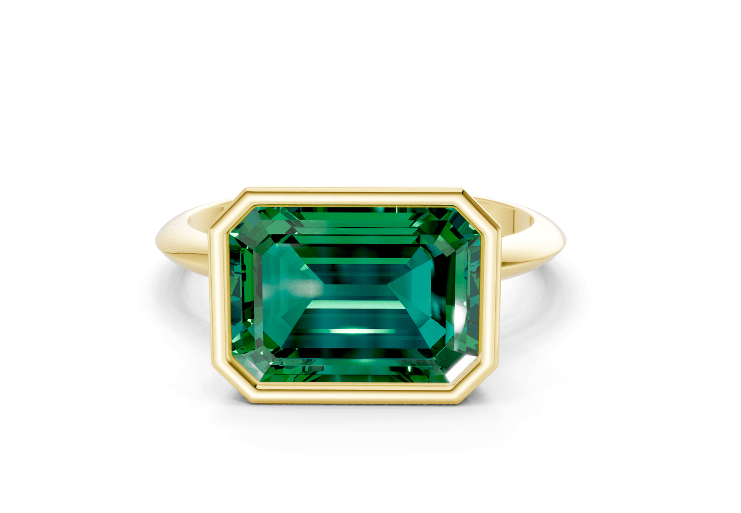 Soho Emerald Gemstone Solitaire Emerald Cut 1.8mm Engagement Ring - Ring Premier
