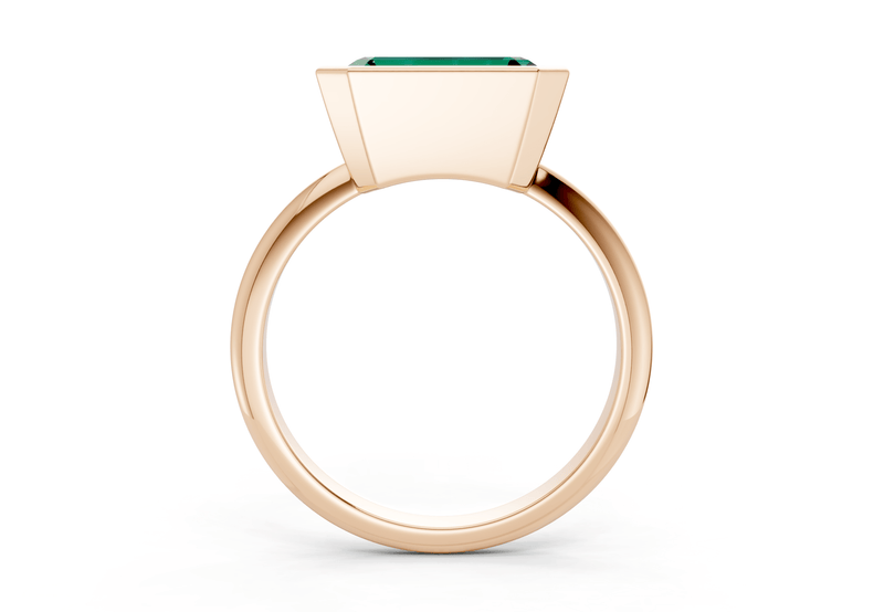 Soho Emerald Gemstone Solitaire Emerald Cut 2.3mm Engagement Ring - Ring Premier