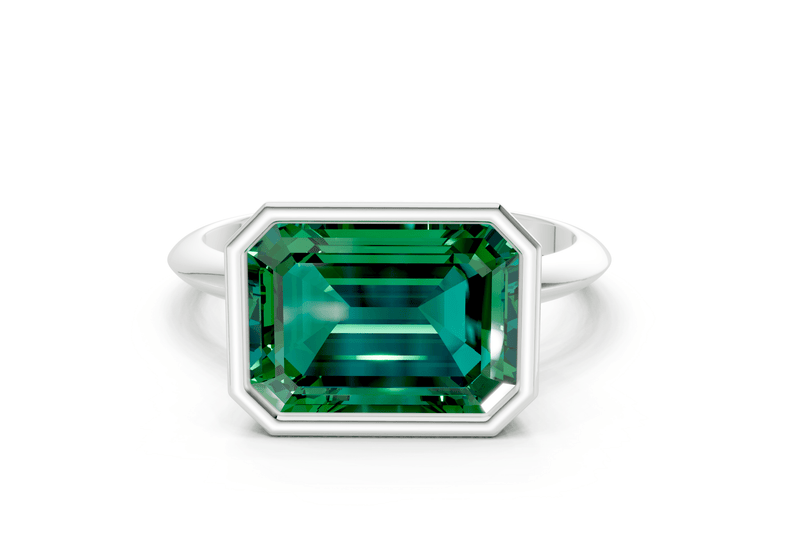 Soho Emerald Gemstone Solitaire Emerald Cut 2.3mm Engagement Ring - Ring Premier