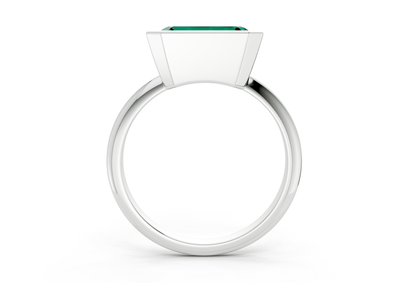 Soho Emerald Gemstone Solitaire Emerald Cut 2mm Engagement Ring - Ring Premier
