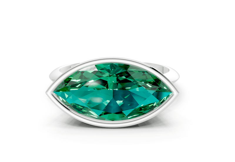 Soho Emerald Gemstone Solitaire Marquise Cut 2.3mm Engagement Ring - Ring Premier
