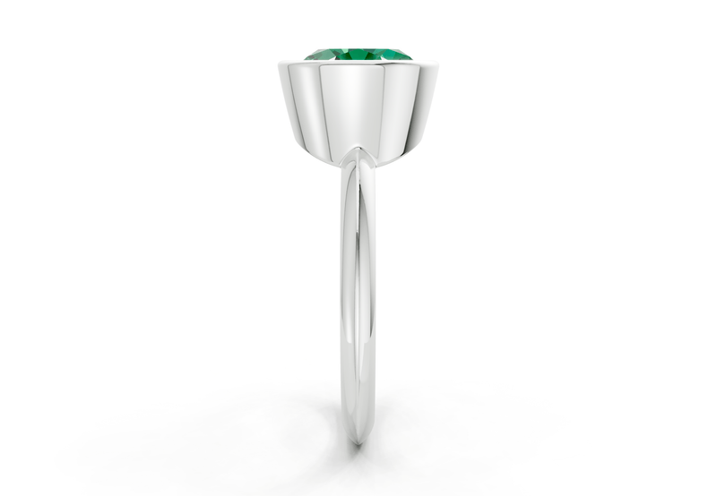 Soho Emerald Gemstone Solitaire Oval Cut 1.8mm Engagement Ring - Ring Premier