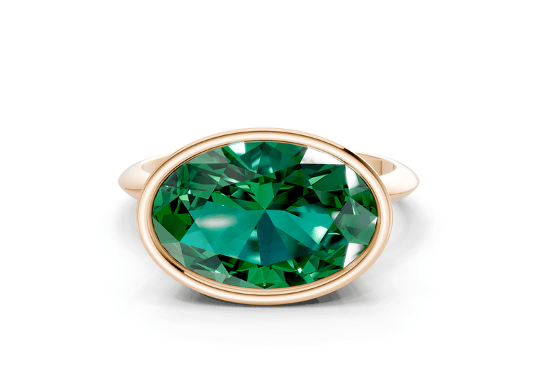 Soho Emerald Gemstone Solitaire Oval Cut 1.8mm Engagement Ring - Ring Premier