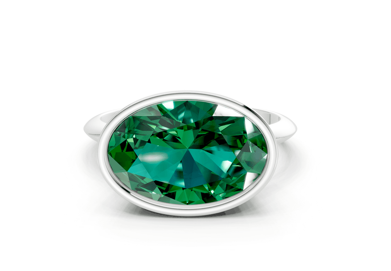 Soho Emerald Gemstone Solitaire Oval Cut 1.8mm Engagement Ring - Ring Premier