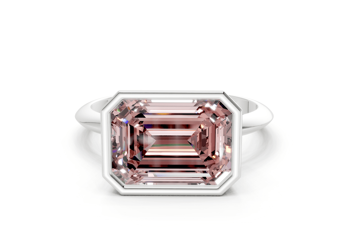 Soho Pink Diamond Solitaire Emerald Cut 1.8mm Engagement Ring