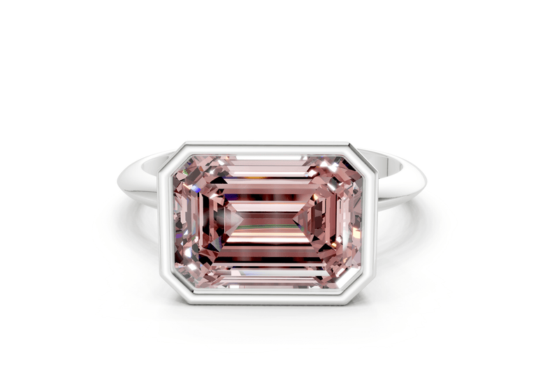 Soho Pink Diamond Solitaire Emerald Cut 1.8mm Engagement Ring - Ring Premier