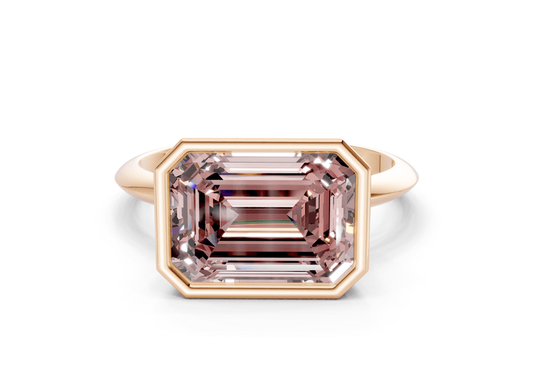 Soho Pink Diamond Solitaire Emerald Cut 2.3mm Engagement Ring - Ring Premier